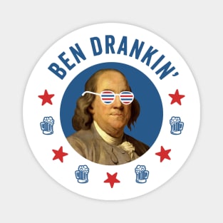 Ben Drankin': Retro Ben Franklin with Patriotic 4th of July Sunglasses Magnet